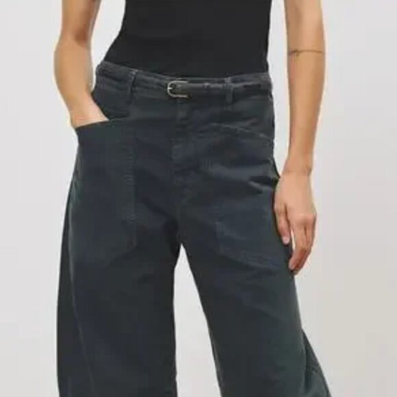 Nili Lotan $390 Shon Pant Mid Rise Barrel Leg in Carbon size 2 - Picture 1 of 8